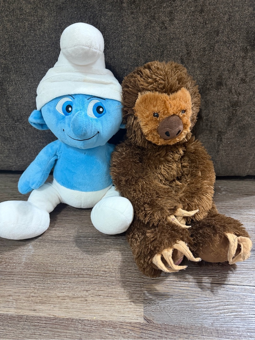 Build-A-Bear Blue and White Plush Character with Brown Bear Plush